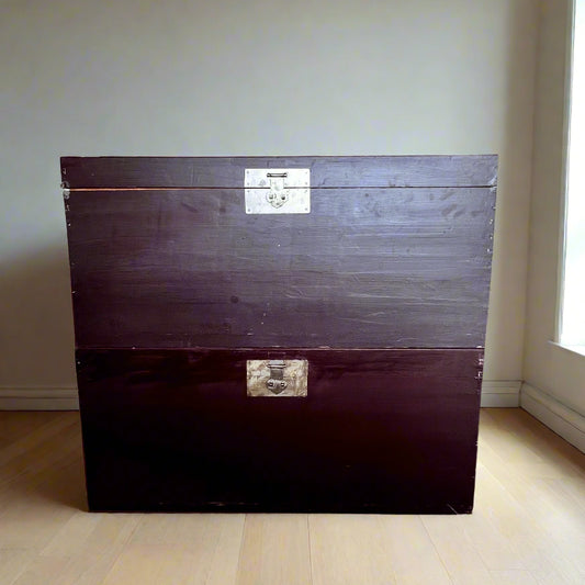 Set of Stacked Chinese Burgundy Chests w/Brass Fittings BG273-13