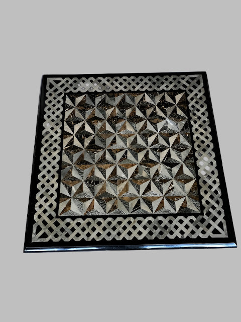 Maitland Smith Inlaid Marble Top Metal & Brass Coffee Table BG273-27