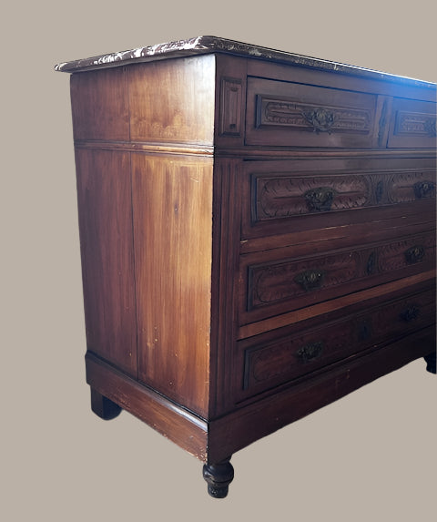 Antique 5 Drawer Chest with Marble Top BG273-30