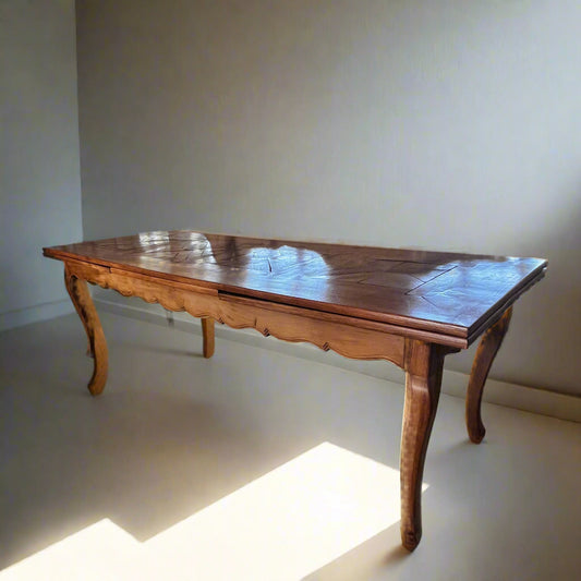Antique Extra Long Extending Parquetry Table w/Pull Outs   BG273-33