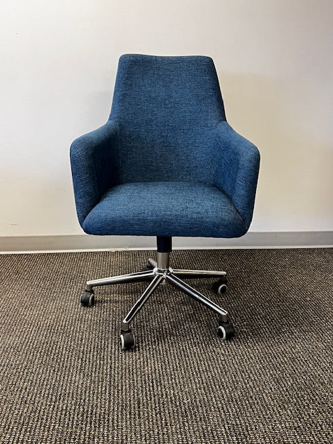 Blue Upholstered Office Chair Chrome Base Castors WDI224-2
