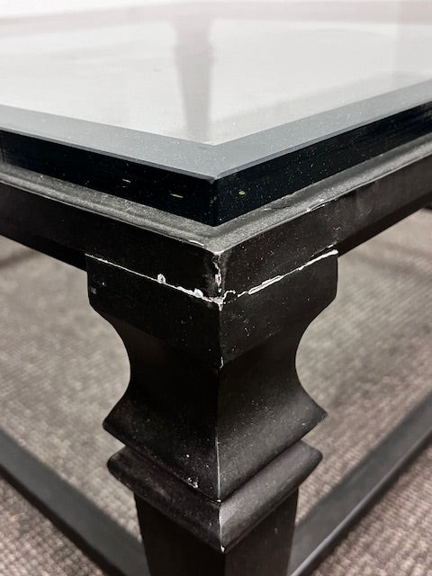 Square Glass Top Coffee Table w/Metal Base WDI224-18
