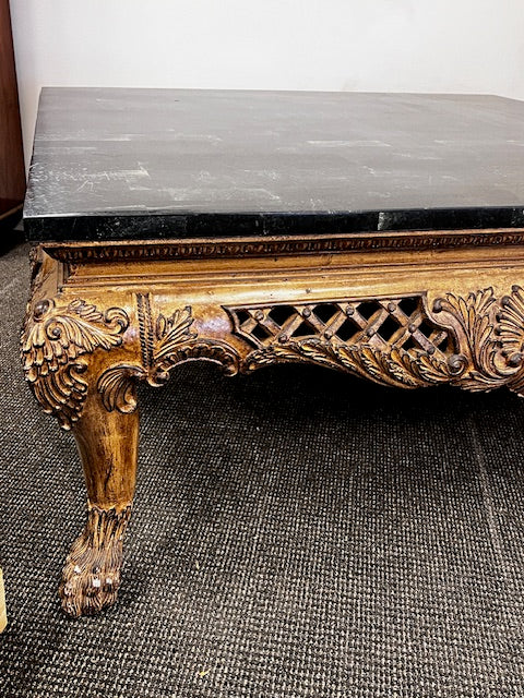 Ornate Carved Wood Coffee Table w/Marble Top WDI224-19