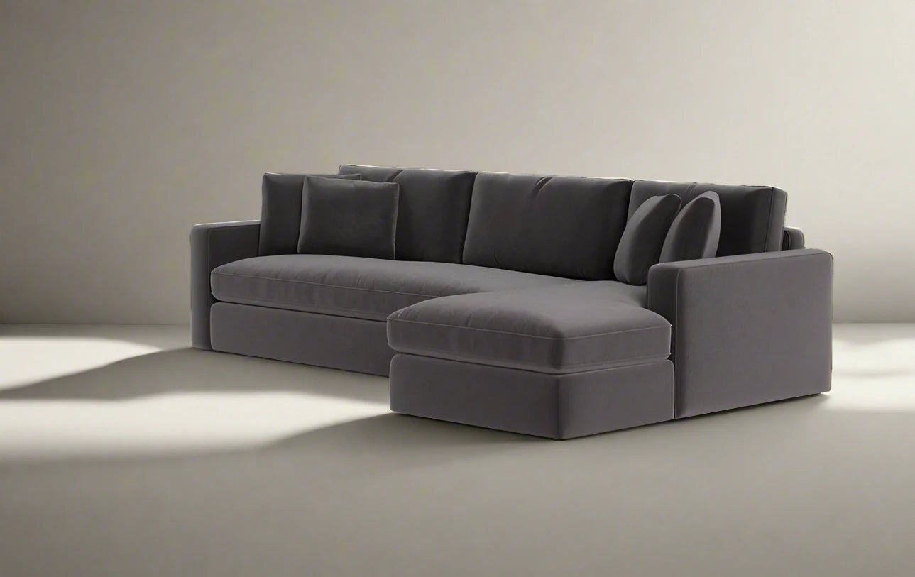 Interior Define James 3-Seat Chaise Sectional Right Side Cosmic Gray Upholstery FFE258-289