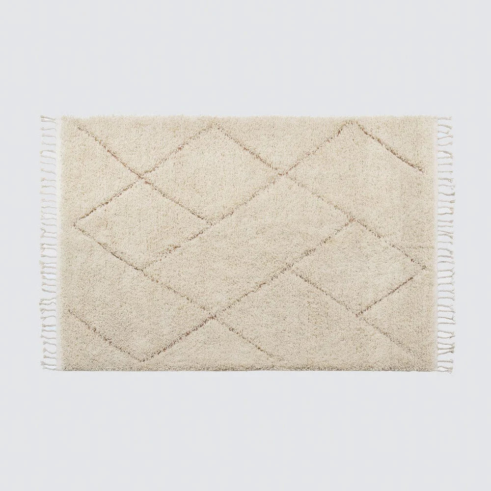Khalida Hand-Knotted Beni Ourain Moroccan Beige Wool Area Rug FFE-1293