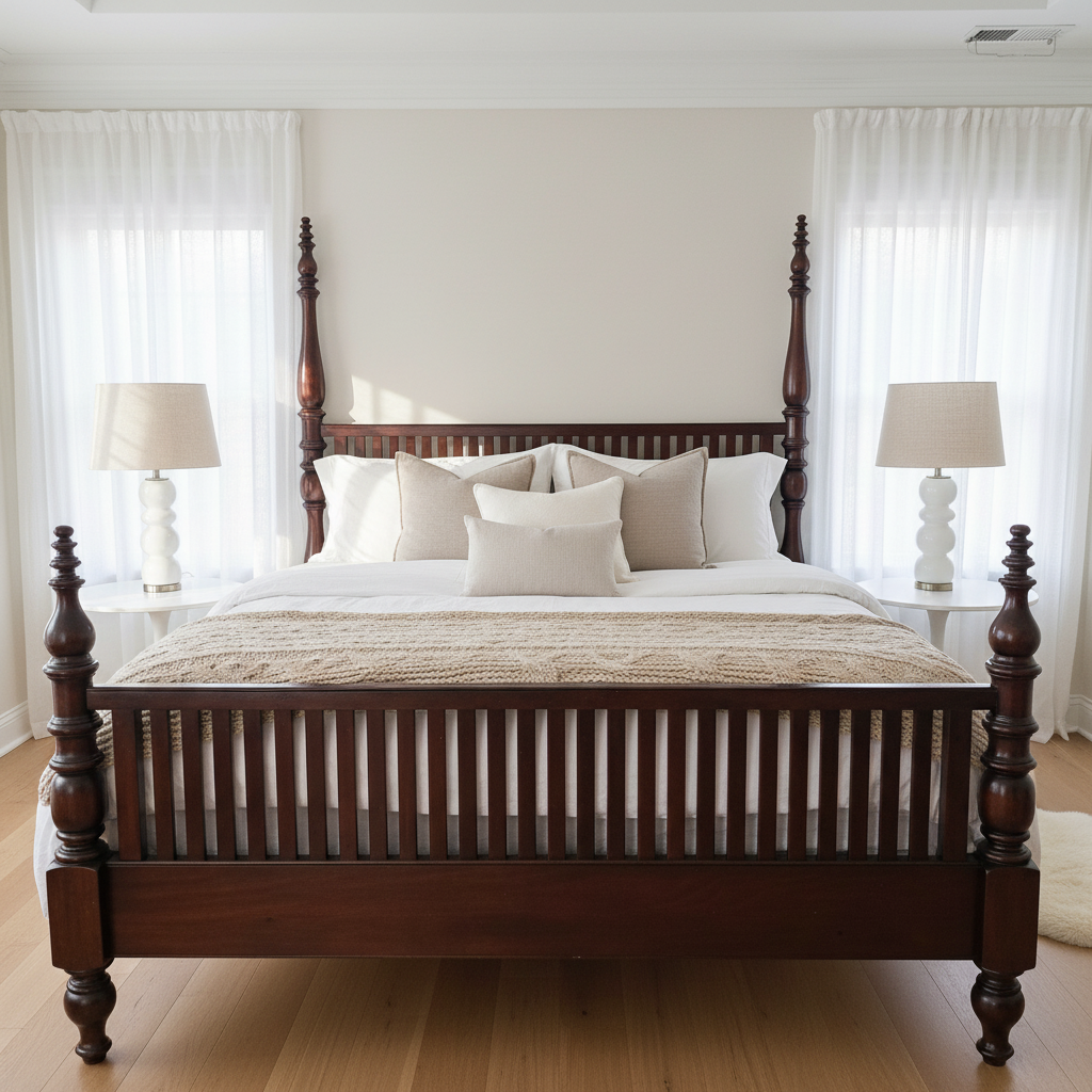 Bloomingdales Tradewinds Collection King Solid Distressed Walnut Bed Frame EJ276-6