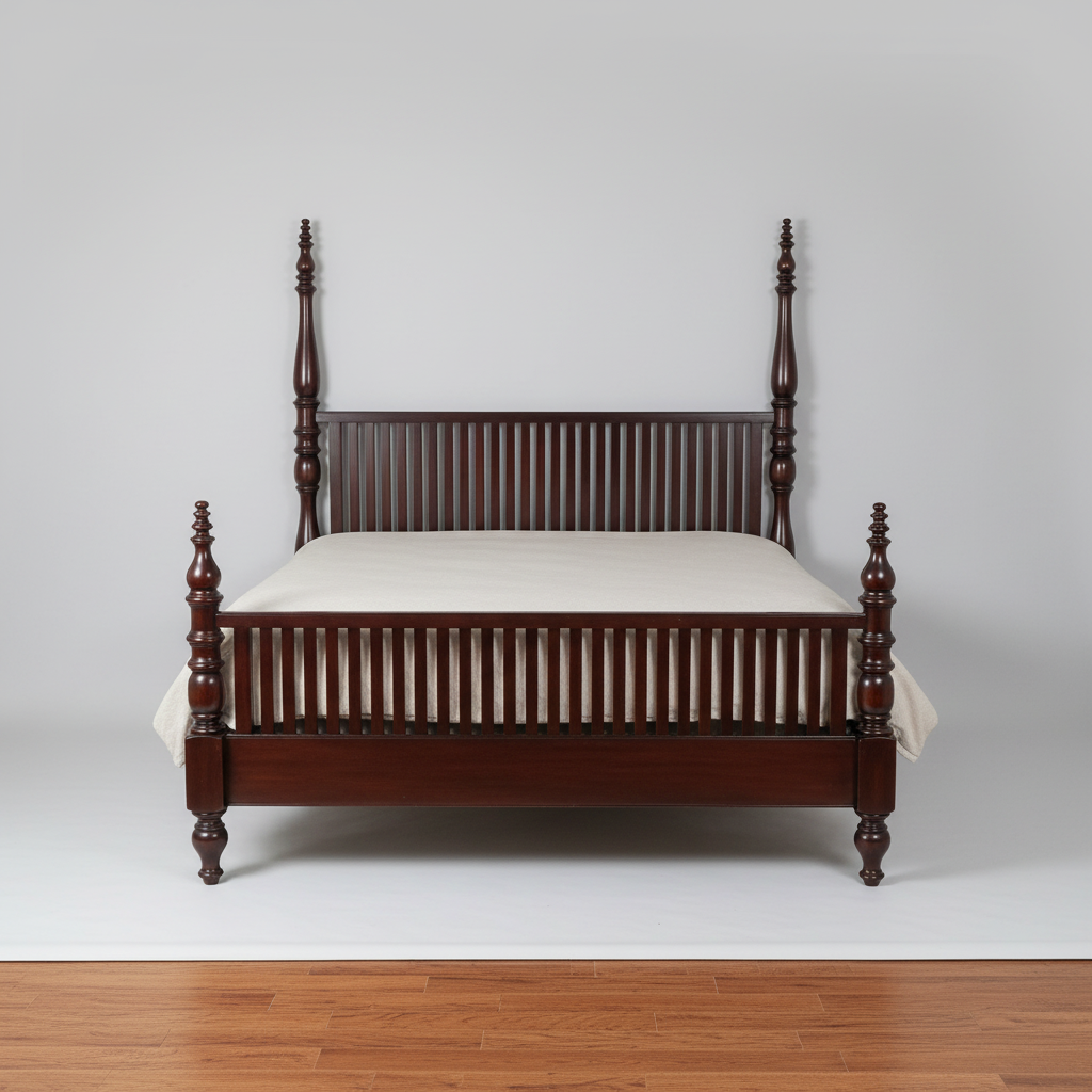 Bloomingdales Tradewinds Collection King Solid Distressed Walnut Bed Frame EJ276-6
