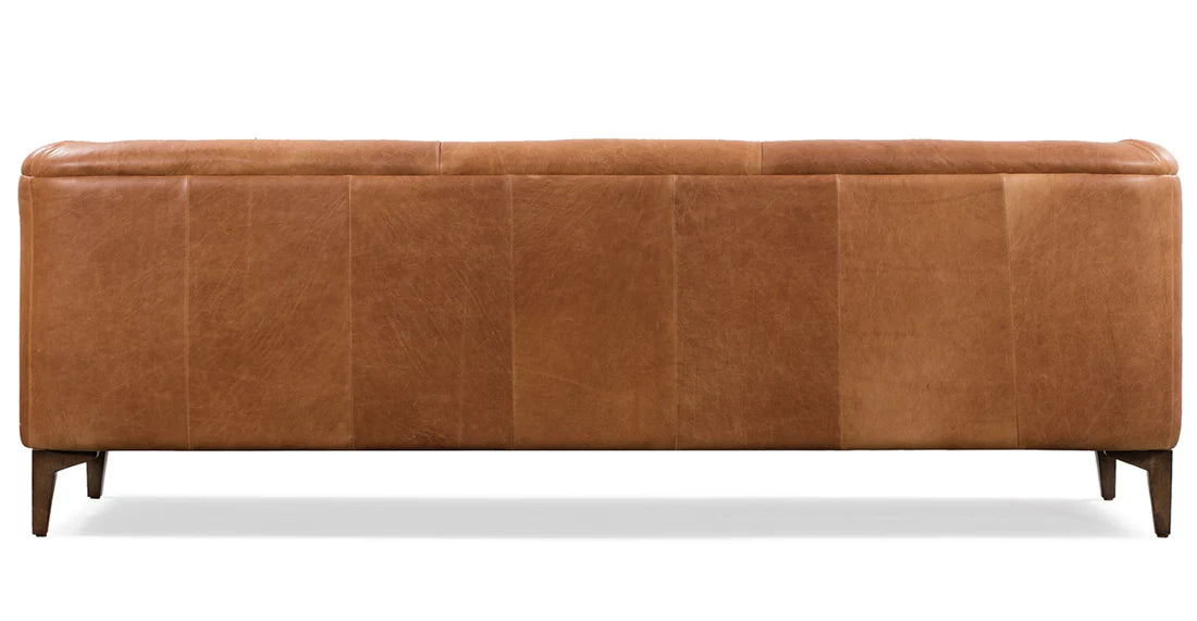 Poly & Bark Essex Cognac Tan Italian Leather 3 Seater Tufted Back Sofa FFE-1078