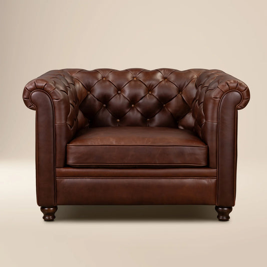 Poly & Bark Lyon Lounge Chair Oscuro Brown Tufted Back FFE-1384