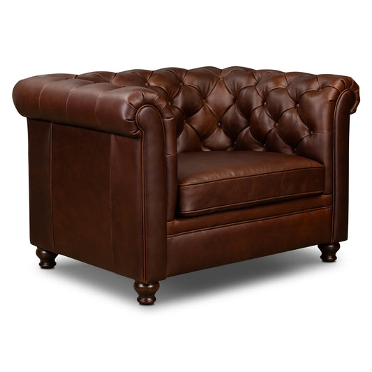 Poly & Bark Lyon Lounge Chair Oscuro Brown Tufted Back FFE-1384