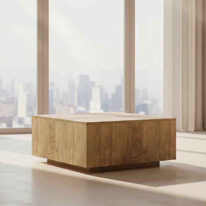 Lockhart Solid Mango Wood 30" Modern Square Coffee Table in Natural FFW-1014
