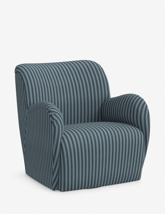 Lulu & Georgia Blue Tonal Stripe Baird Swivel Chair FFE-1398