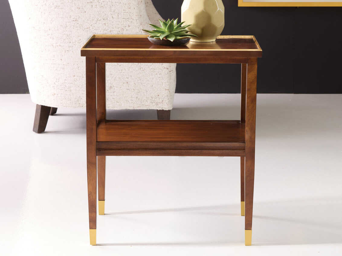 Modern History Home Spencer Gold Rimmed Night Stand End Accent Table FFE-1571
