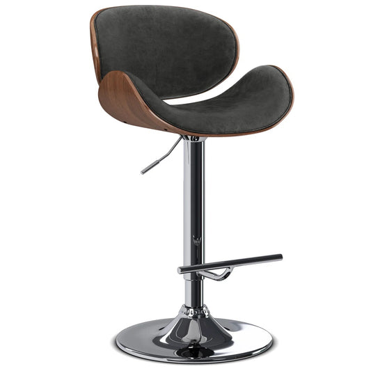 Marana 33" Bentwood Adj Swivel Bar Stool in Distressed Grey Leather FFW-1083