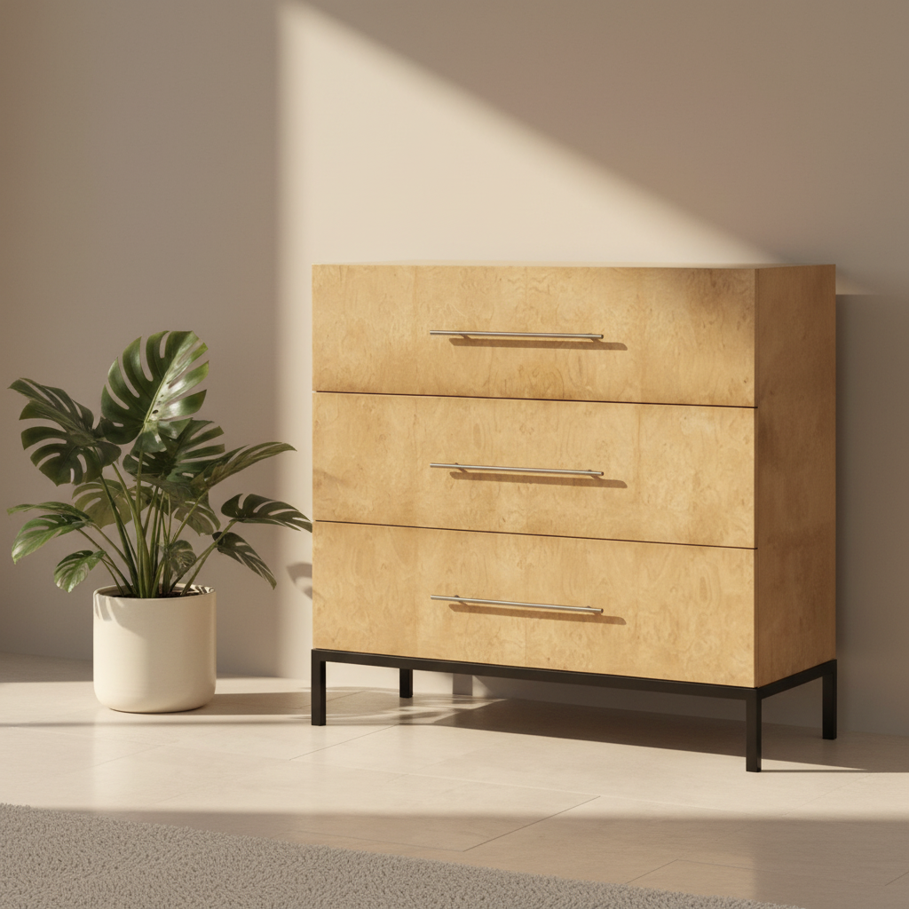 ELK Andrew Rustic Lodge Natural Burl Mahogany / Black Iron 3 Drawer Dresser MB1-43