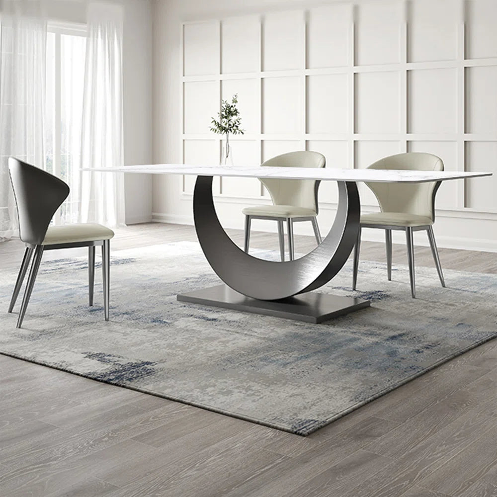 Oren Ellis Modern Sintered Stone Dining Table w Pedestal Base FFE-1174