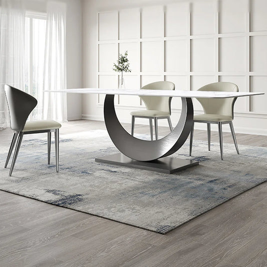 Oren Ellis Modern Sintered Stone Dining Table w Pedestal Base FFE-1174