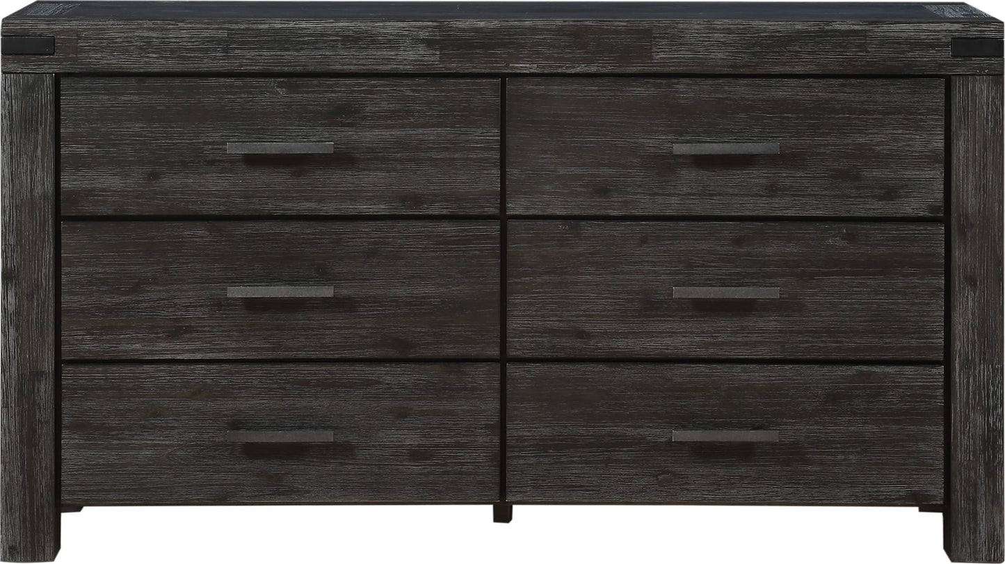 Modus Meadow Six Drawer Solid Wood Dresser Chest in Graphite FFE-1518