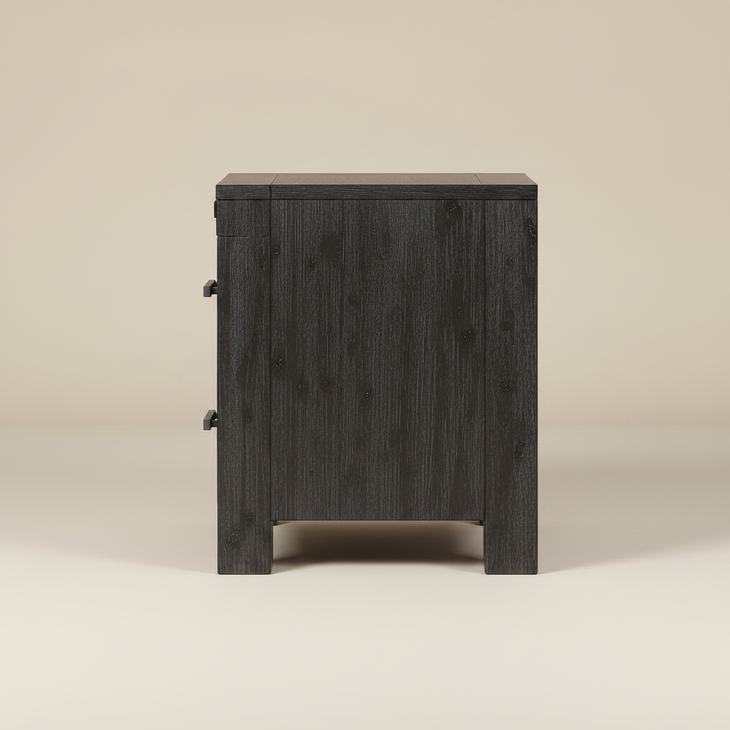 Modus Meadow Solid Wood Two Drawer Nightstand in Graphite 10 FFE-1484