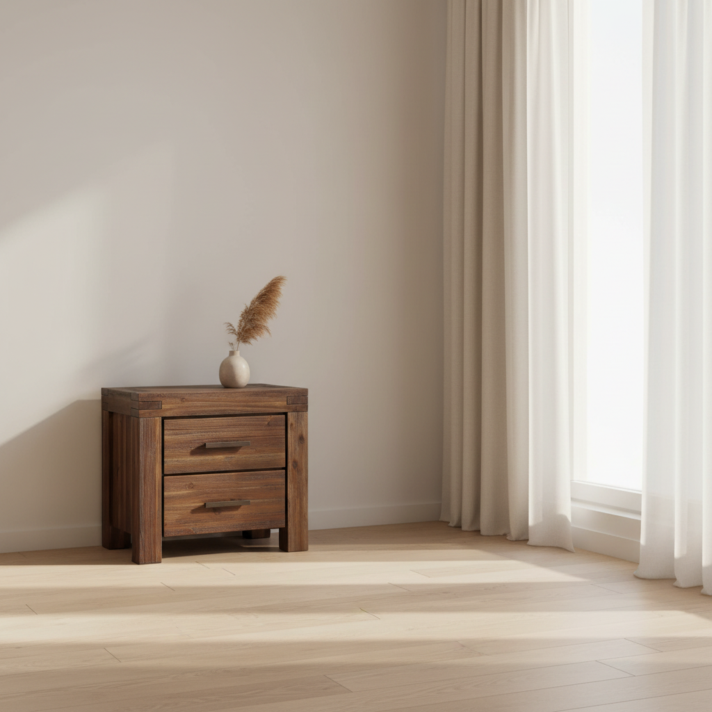 Modus Meadow Two Drawer Solid Wood Nightstand in Brick Brown 8 FFE-1474
