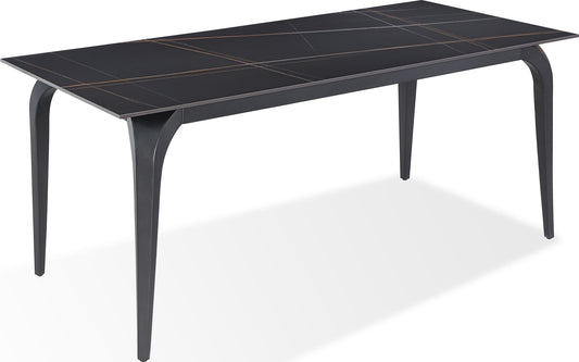 Modus Nicoya Stone Top Rectangular Dining Table in Black Stone & Black Metal FFE-1504