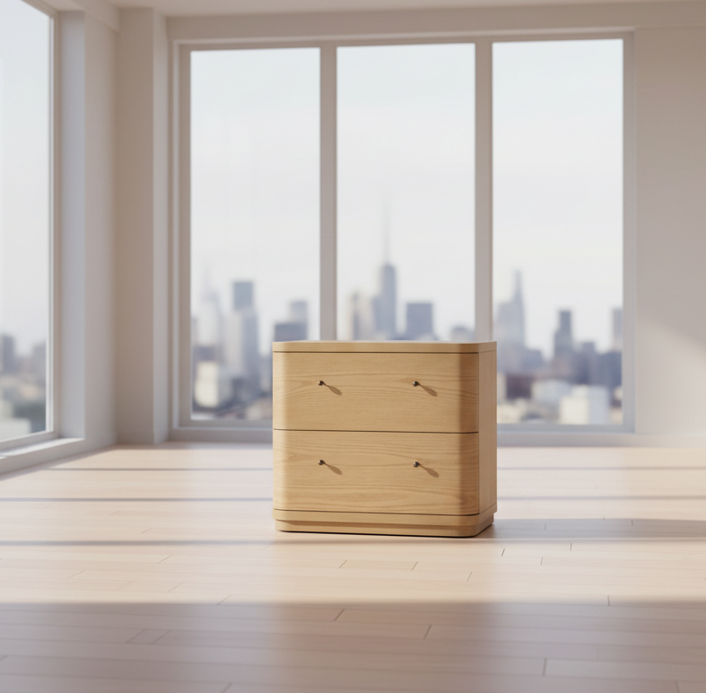 Modus  Penny Two Drawer White Ash Nightstand in Buff Cream FFE-1499