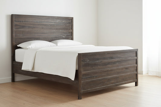 Modus Townsend King-size Solid Wood Panel Bed in Java & Rails/Slats FFE-1492