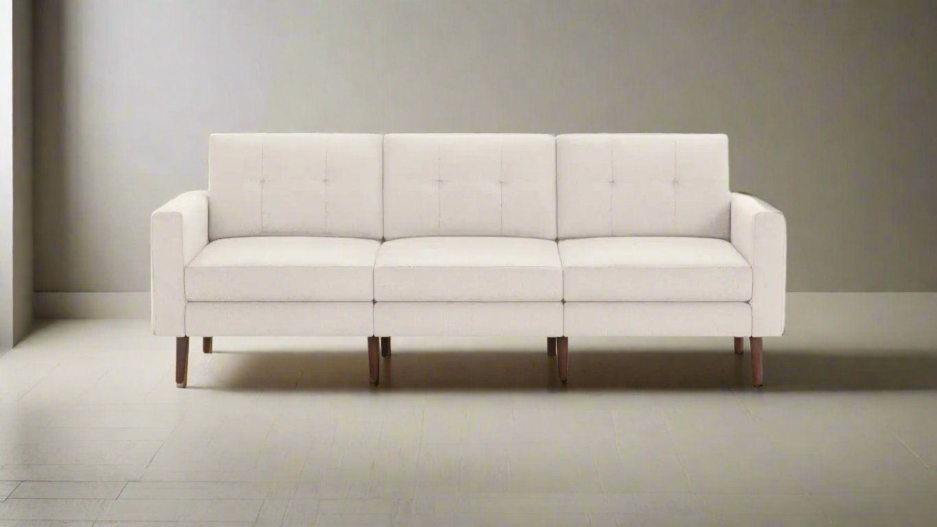 Burrow Block Nomad Sofa Ivory w Walnut Legs FFE258-263