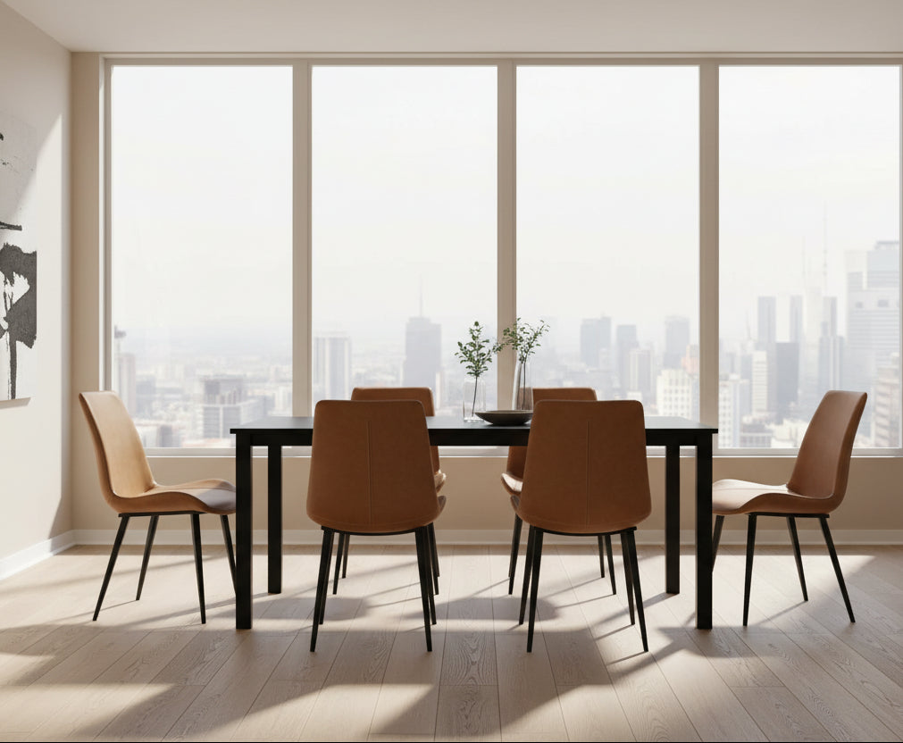 Modus Pair (2) Nicoya Upholstered Dining Chair in Buckskin Synthetic Leather & Black 6 FFE-1478