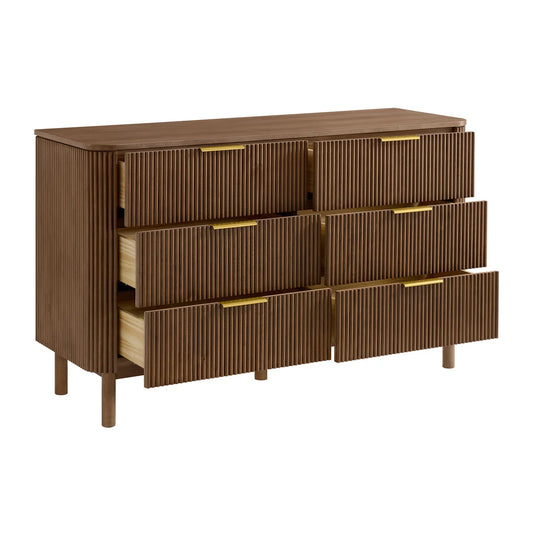 Joss & Main Brown Nova 60" 6-Drawer Dresser w Reeded Front FFE-1208