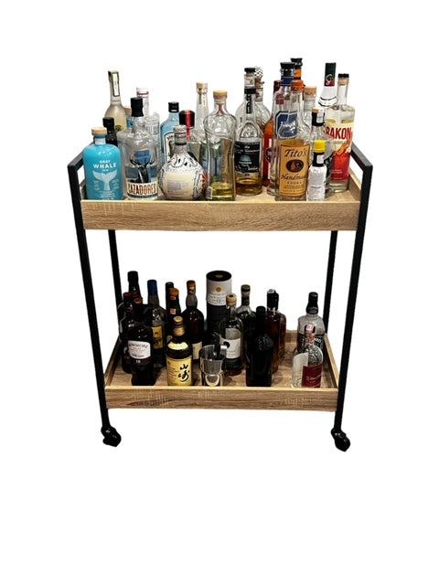 Rolling Wood Cart/Barcart w/2 Shelves JB240-40