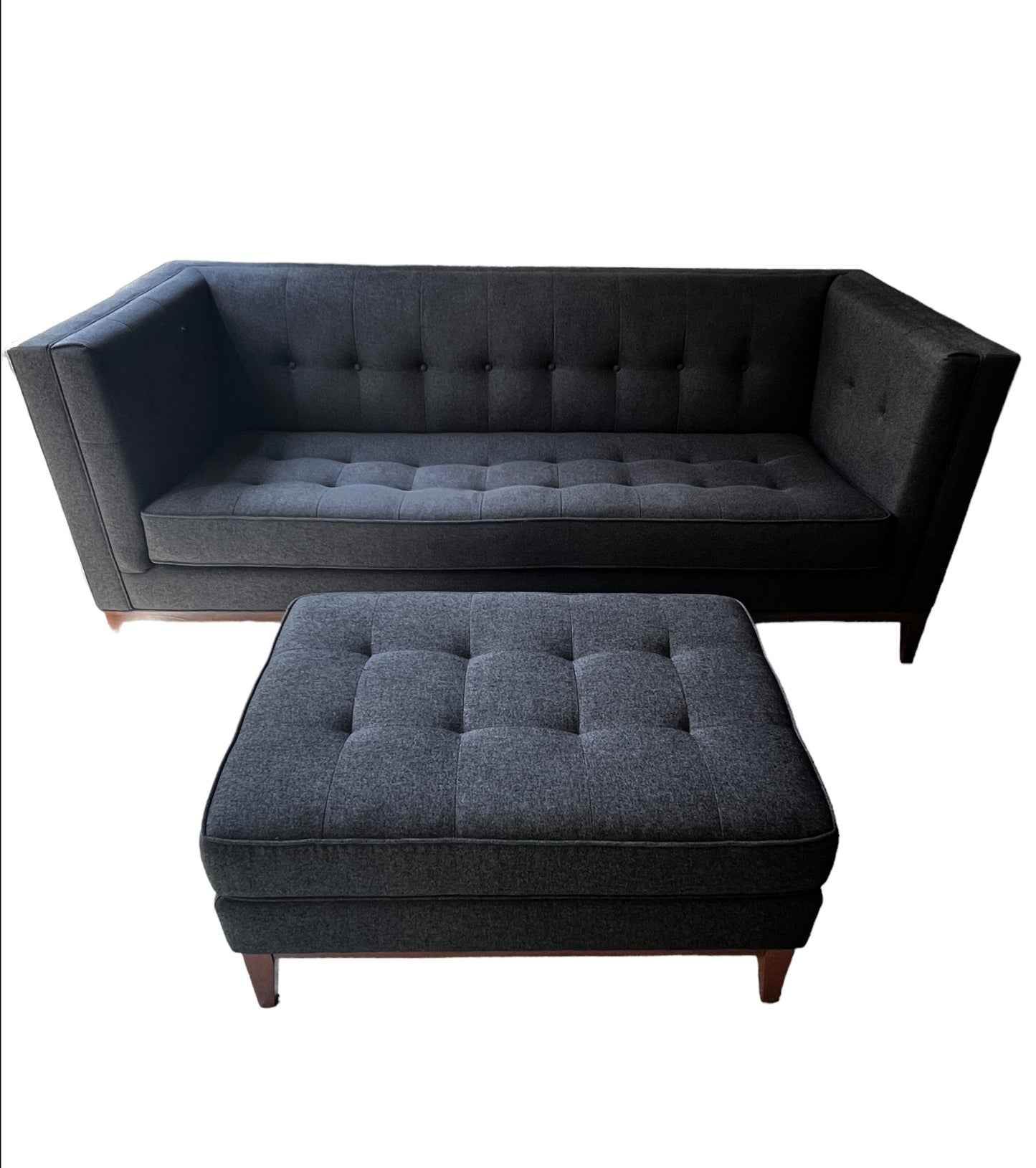 PERCH Grammercy Tufted Grey Sofa w Ottoman Chaise EL248-1