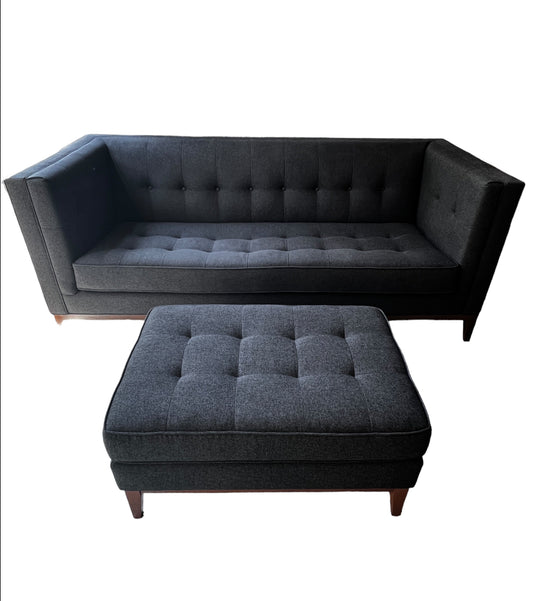 PERCH Grammercy Tufted Grey Sofa w Ottoman Chaise EL248-1