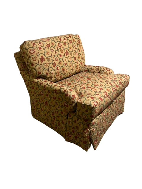 Yellow Floral Vine Upholstered Deep Seated Arm Accent Chair LC243-11