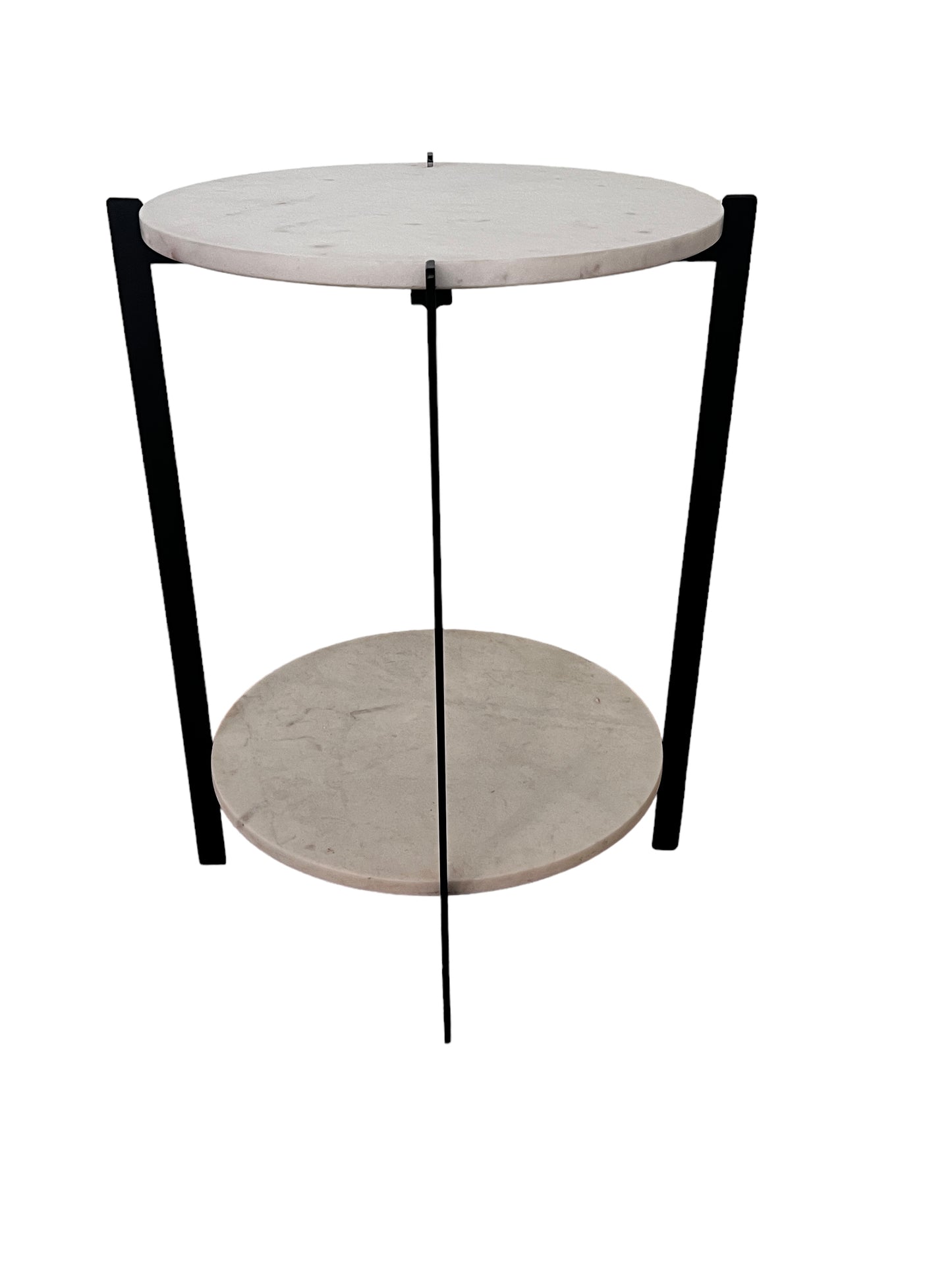 All Modern Blanche Round Iron and Marble End Table w Lower Shelf  AT257-7