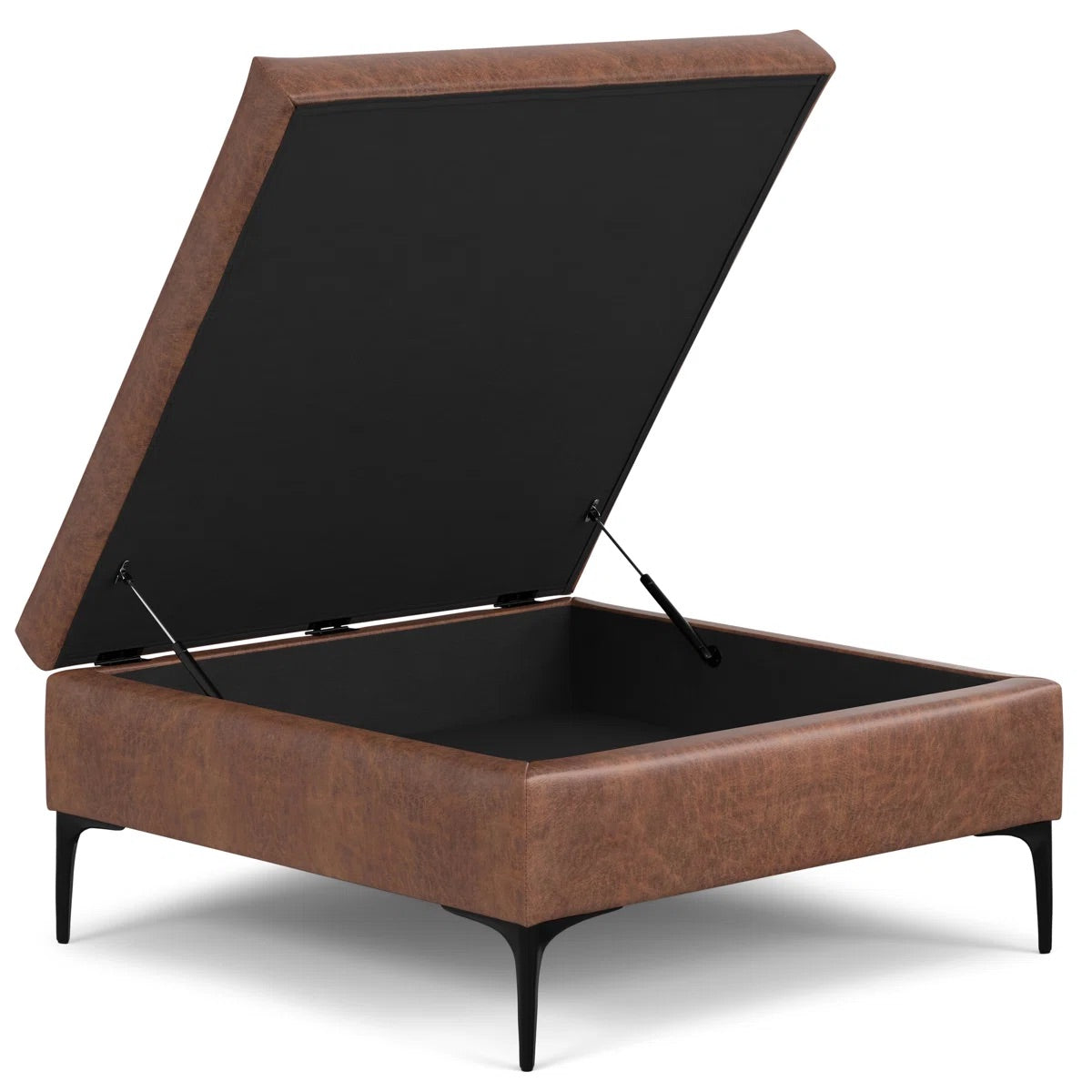 Rebecca 36" Coffee Table/Storage Ottoman in Brown Vegan Leather FFW-646