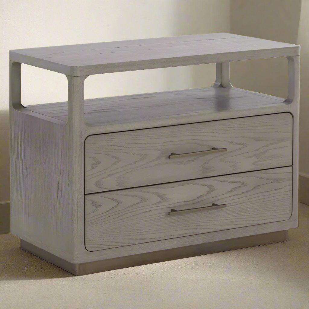 Pair of Sunpan Danette 2-Drawers Gray Oak Wood Nightstands FFE258-235