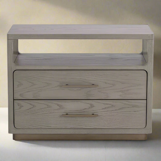 Pair of Sunpan Danette 2-Drawers Gray Oak Wood Nightstands FFE258-235