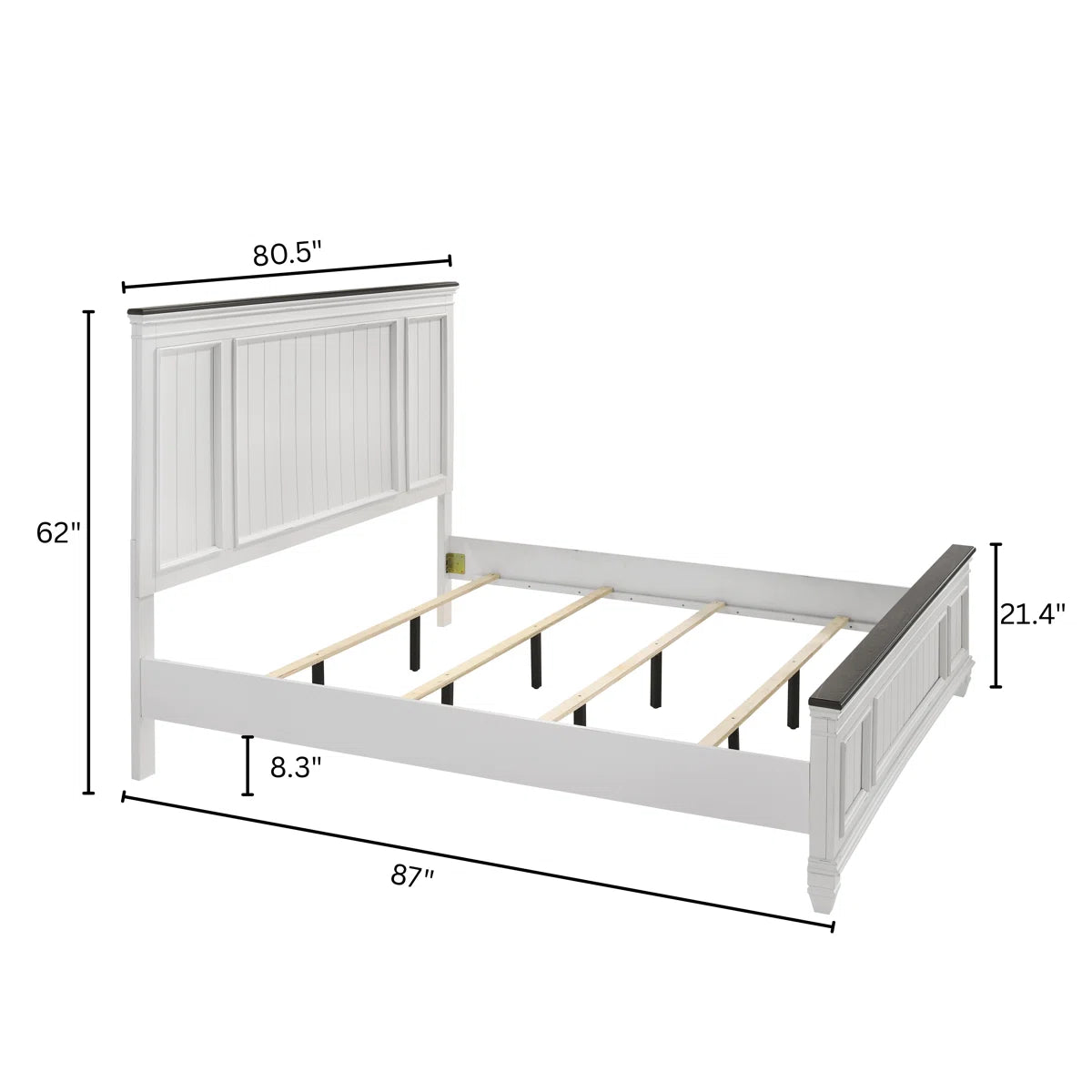 Laurel Foundry Modern Farmhouse Semaj Wood Bedroom Set w Shiplap Panel King Bed Dresser Mirror Two Nightstands FFE-735