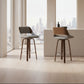 Set of Carly 16" Swivel Bar Stool Grey Polyester Linen Fabric FFW-896