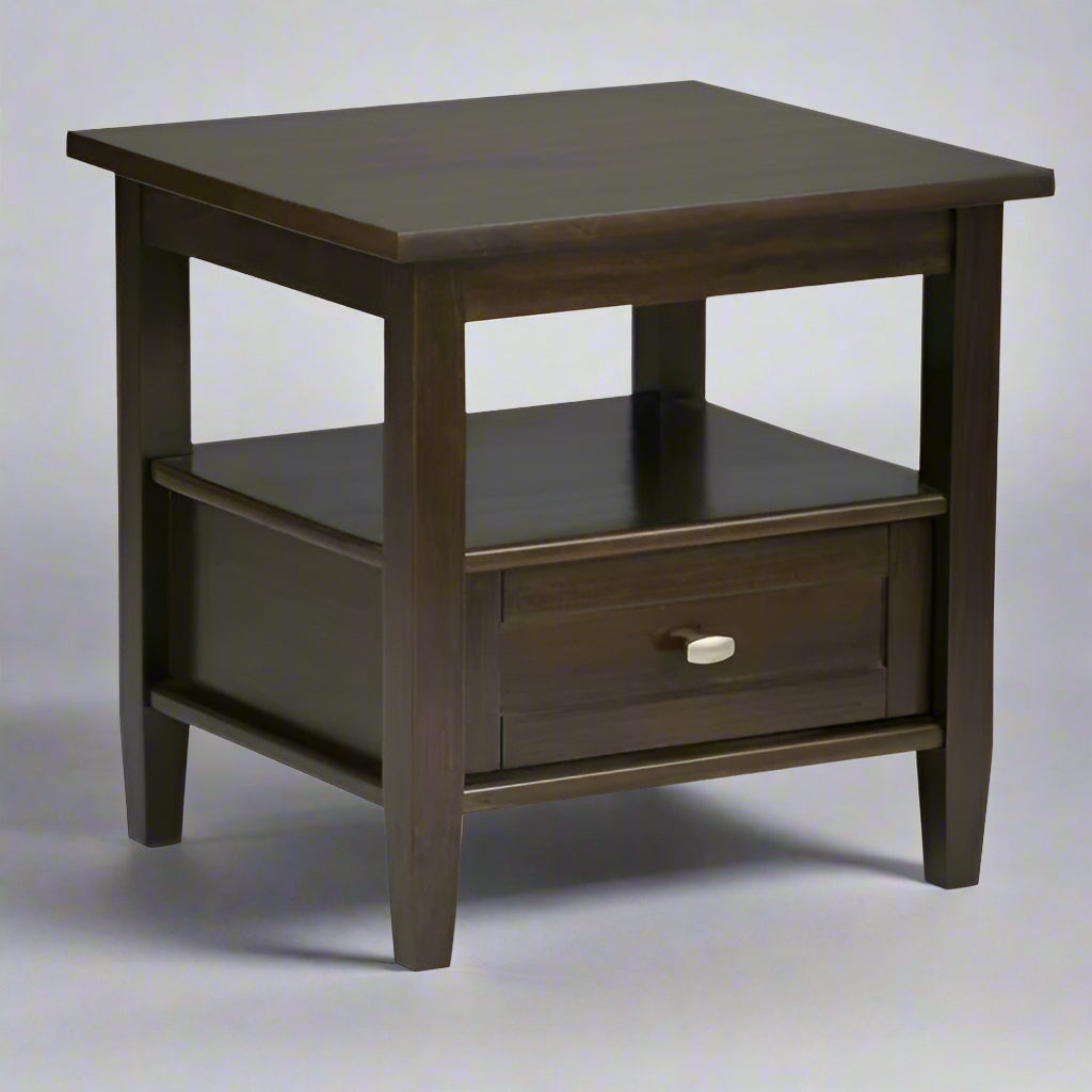Shaker 20" Solid Wood Transitional End Side Table in Tobacco Brown FFW-969