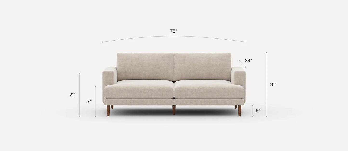 Burrow  Ember Sofa Couch (75")  Color: Georgia Clay Legs: Walnut FFE-1113