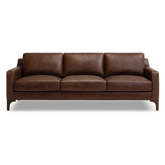Poly & Bark Full Grain Leather Chocolate Brown Sorrento Sofa Couch FFE-1232