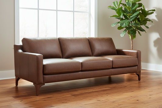 Poly & Bark Full Grain Leather Chocolate Brown Sorrento Sofa Couch FFE-1232