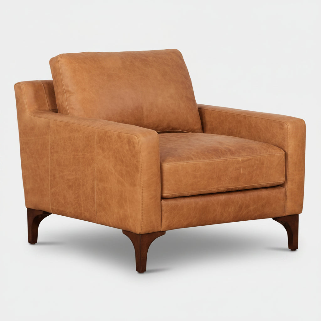 Poly and Bark Sorrento Chair + Ottoman - Cognac Tan FFW-1412