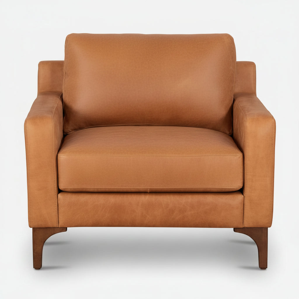 Poly and Bark Sorrento Chair + Ottoman - Cognac Tan FFW-1412