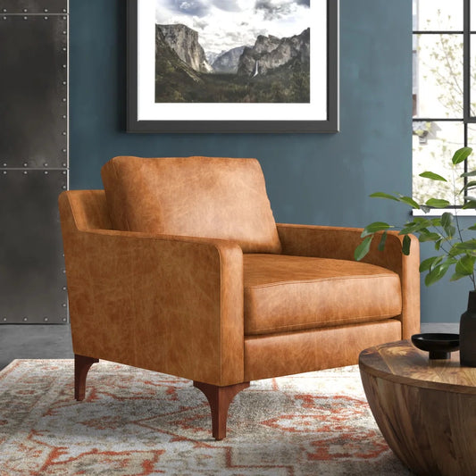 Poly and Bark Sorrento Chair + Ottoman - Cognac Tan FFW-1412