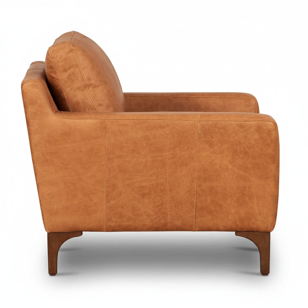 Poly and Bark Sorrento Chair + Ottoman - Cognac Tan FFW-1412