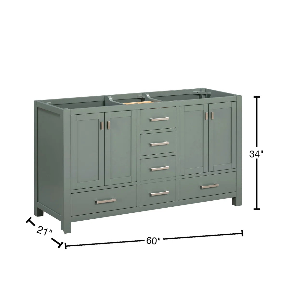 Souther 60" Smoke Green Double Bathroom Vanity Base FFE-1217