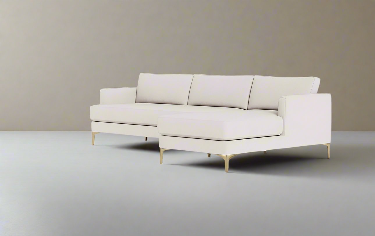 Interior Define Winslow 3-Seat Chaise Porcelain Beige Sectional Sofa FFE258-237